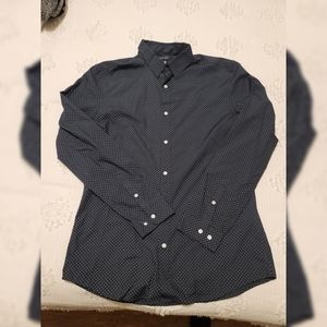 Men's Navy Blue H&M White Dot Pattern Button Down Shirt